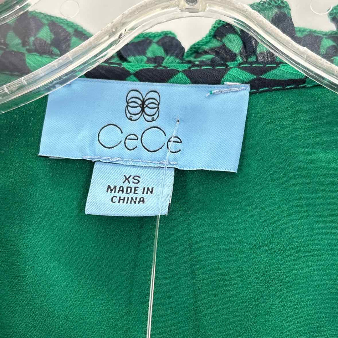 Size XS CECE Green Print Dress