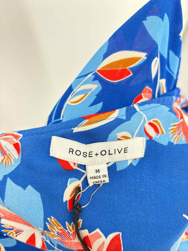 Size M ROSE + OLIVE Blue Print Shirt