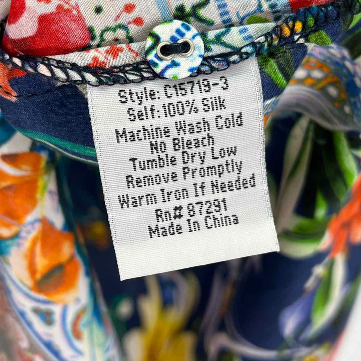 Size M Johnny Was Navy Silk Shirt