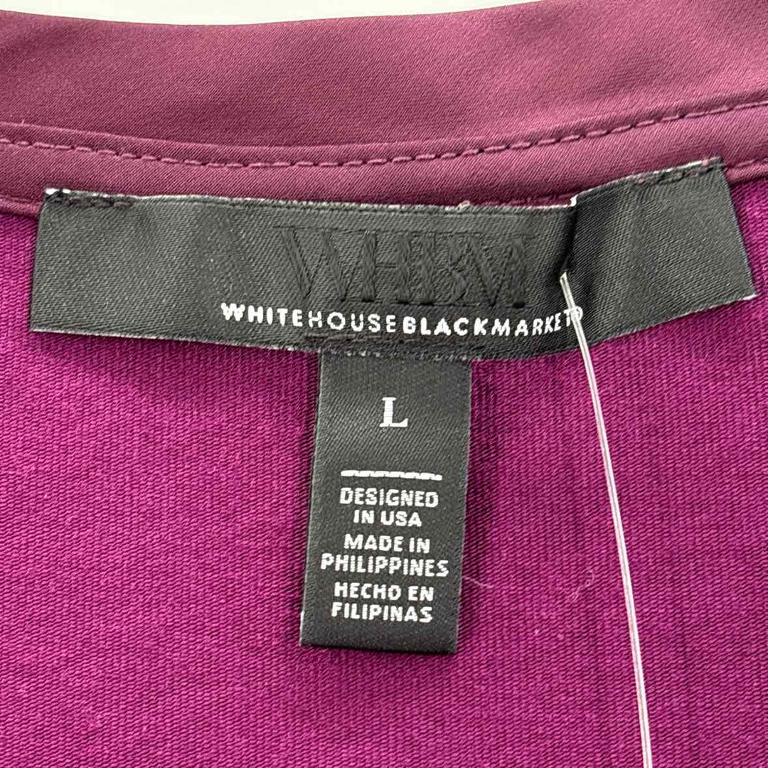 Size L White House Black Market Plum Satin Knit Sweater