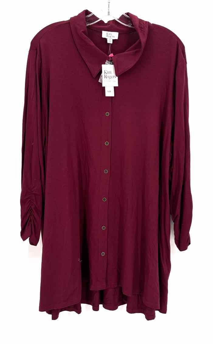 Size 3X KIM ROGERS Burgundy Shirt