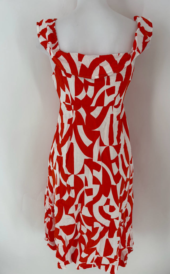 Size 6 Anthropologie Red Print Dress