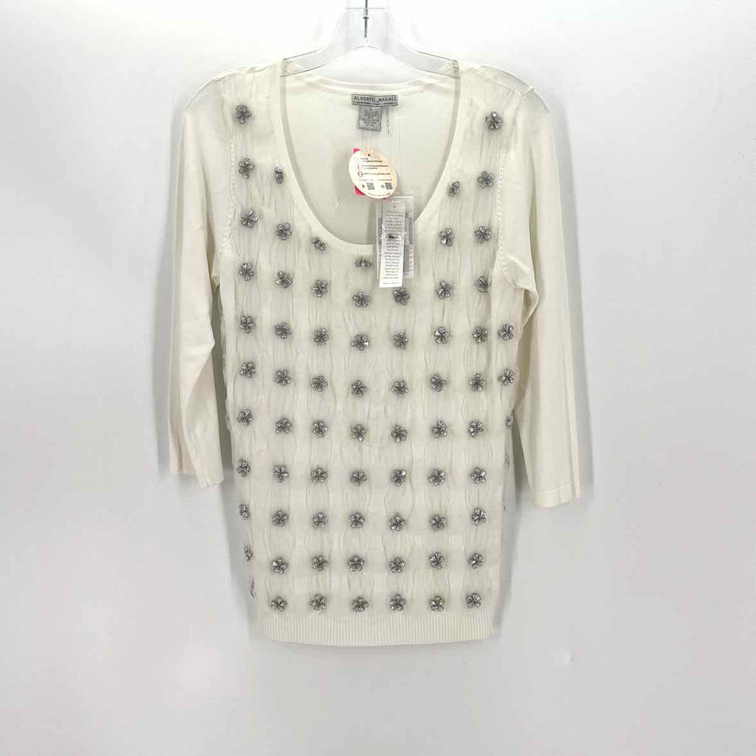 Size L ALBERTO MAKALI White Tulle Sweater