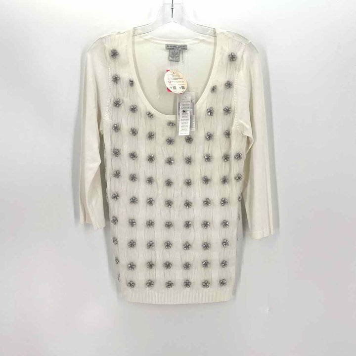 Size L ALBERTO MAKALI White Tulle Sweater