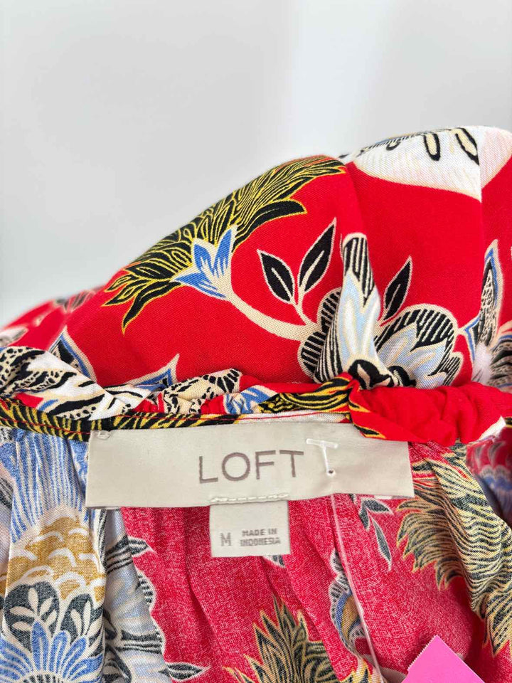 Size M LOFT Red Print Dress