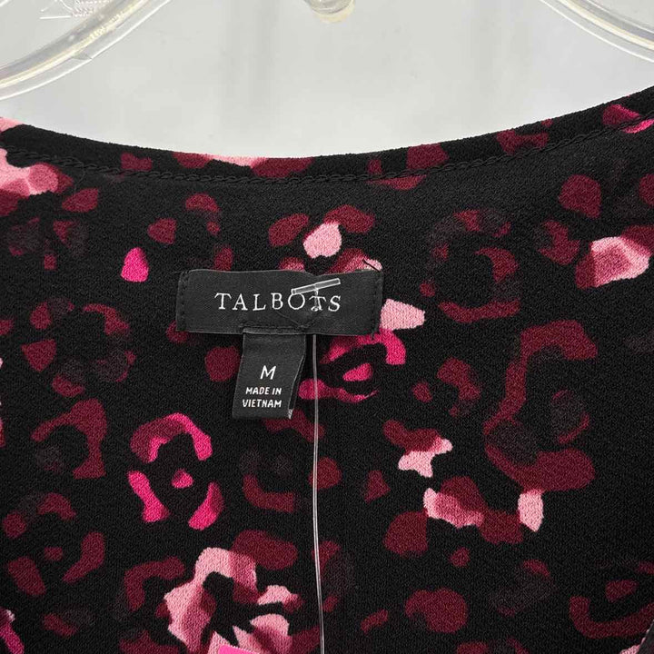 Size M Talbots Black Print Dress