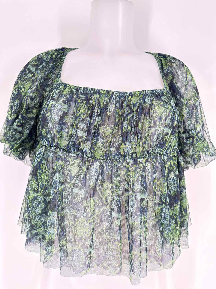 Size XL FREE PEOPLE Green Print Shirt