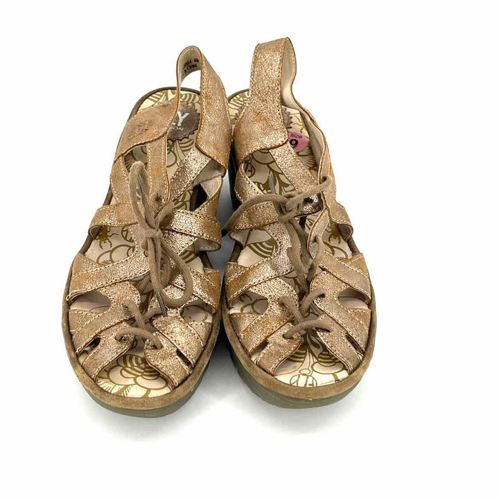 Shoe Size 9 FLY LONDON Gold Leather Sandals