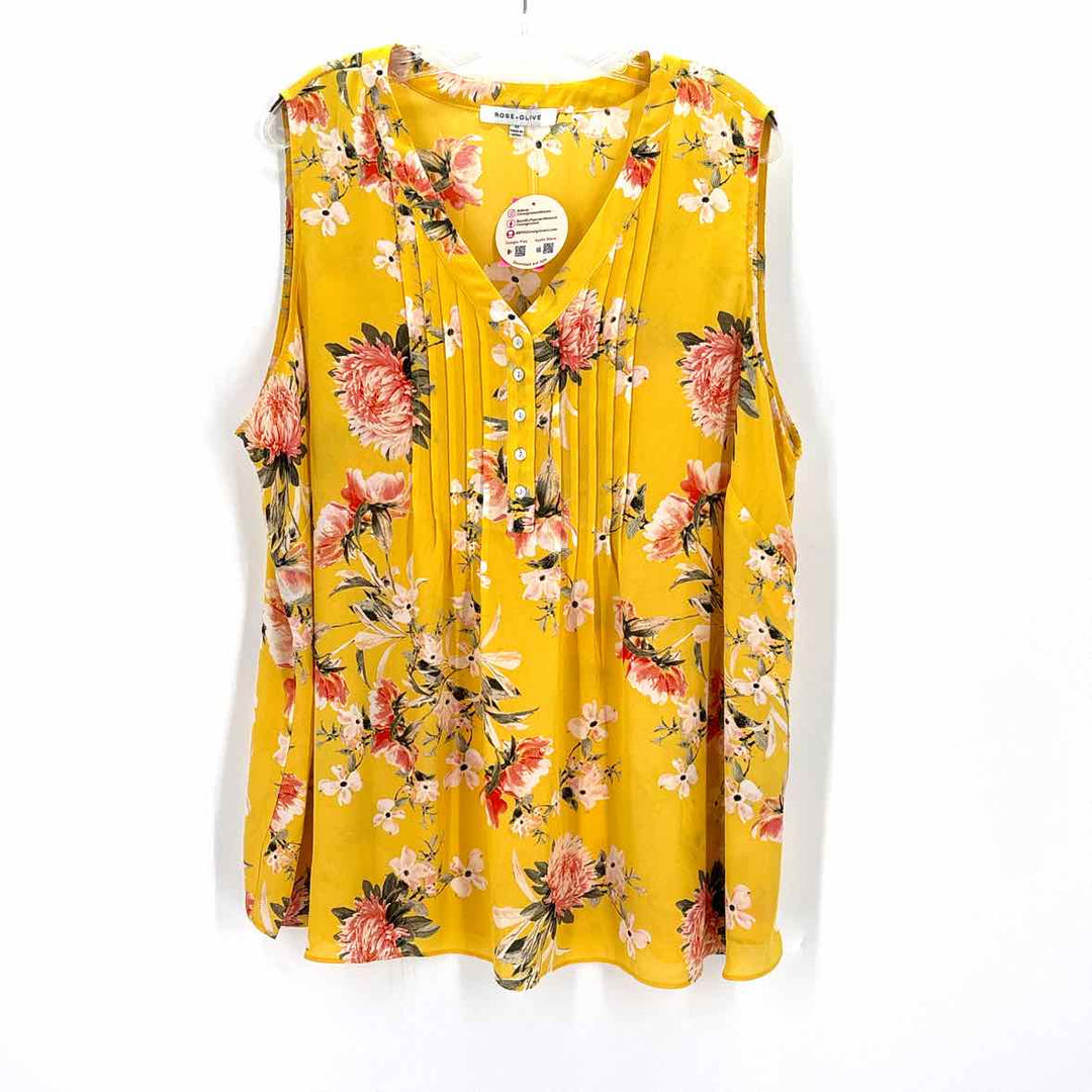 Size 2X ROSE + OLIVE Yellow Shirt