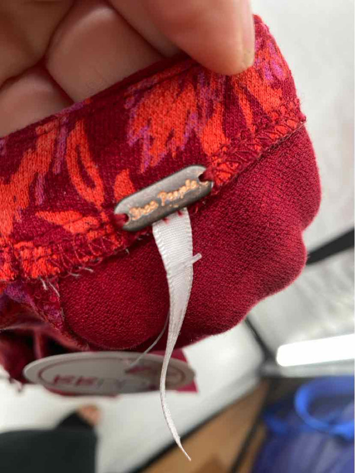 Size M FREE PEOPLE Red Print Shirt