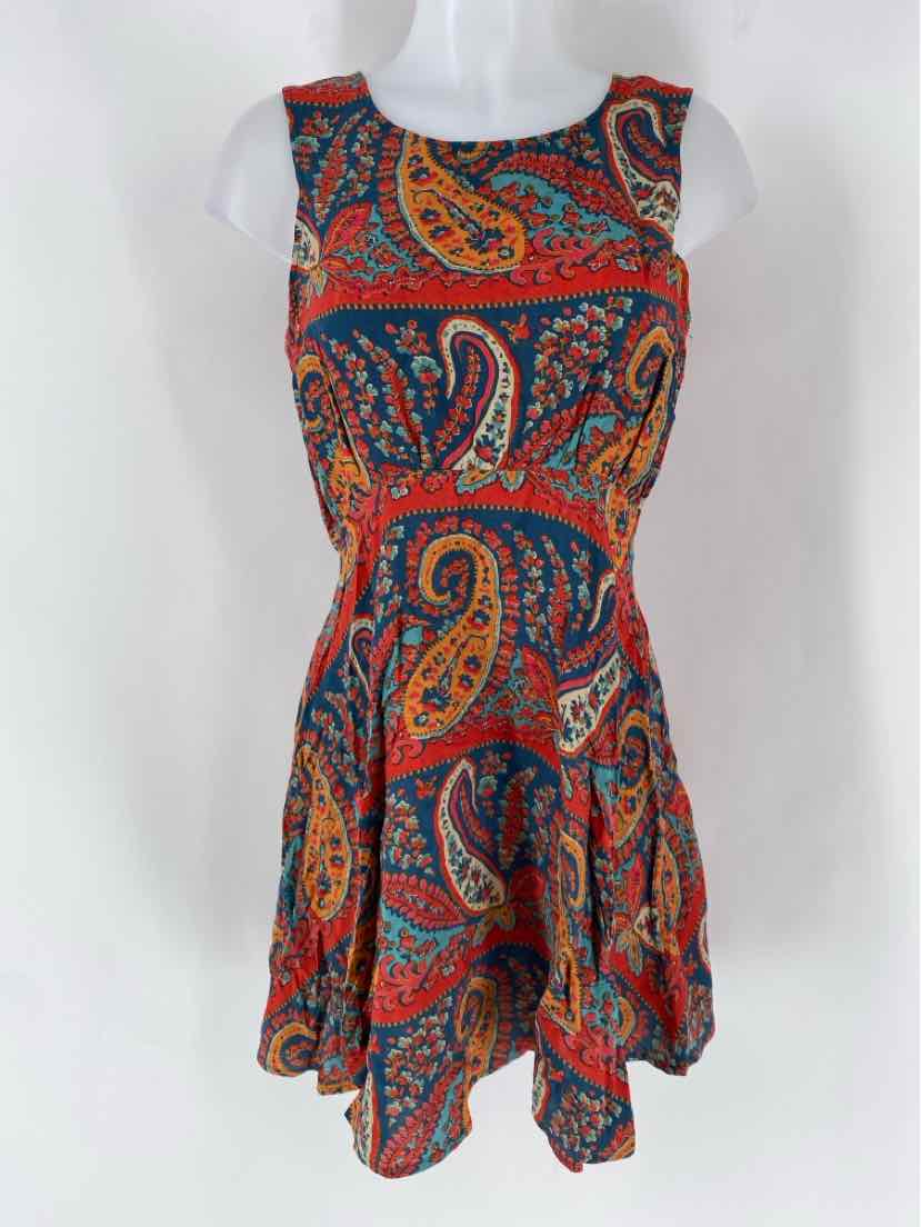 Size 6 FREE PEOPLE ORANGE PRINT Dress