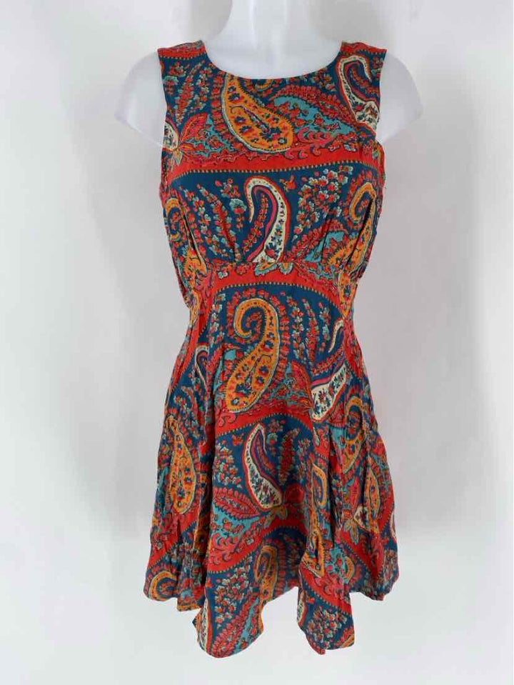Size 6 FREE PEOPLE ORANGE PRINT Dress