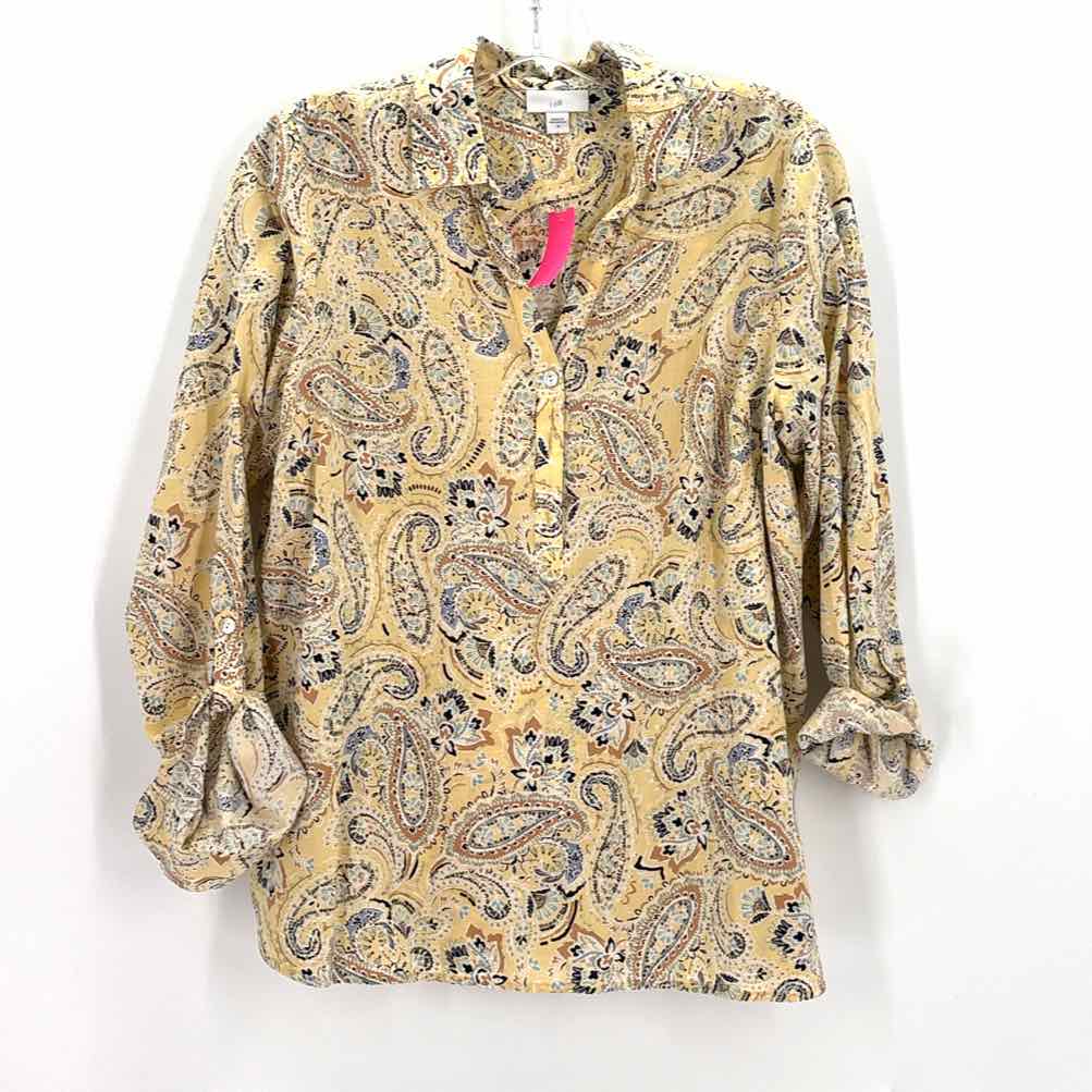Size S J JILL Yellow Print Shirt