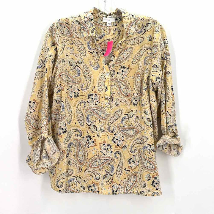 Size S J JILL Yellow Print Shirt