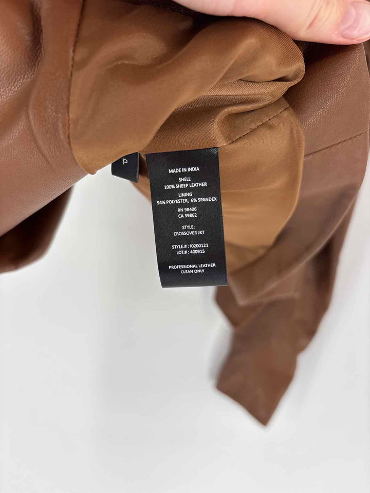 Size Petite THEORY Brown Leather Jacket