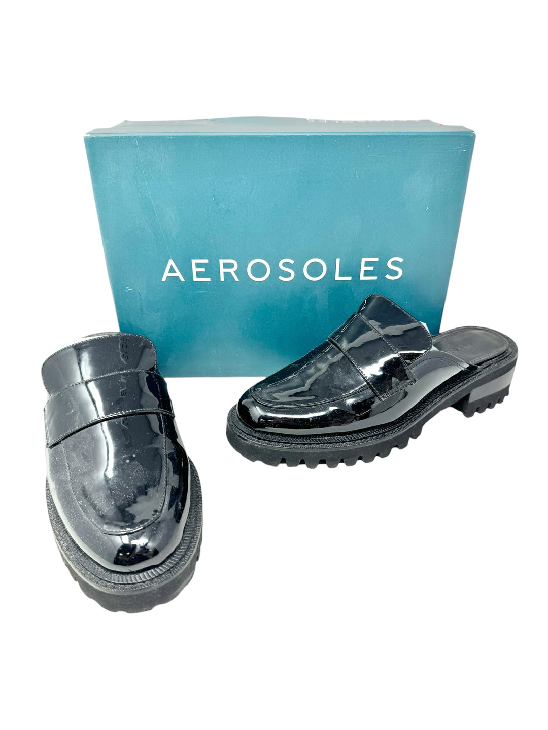 Shoe Size 7.5 AEROSOLES Black PATENT Mules