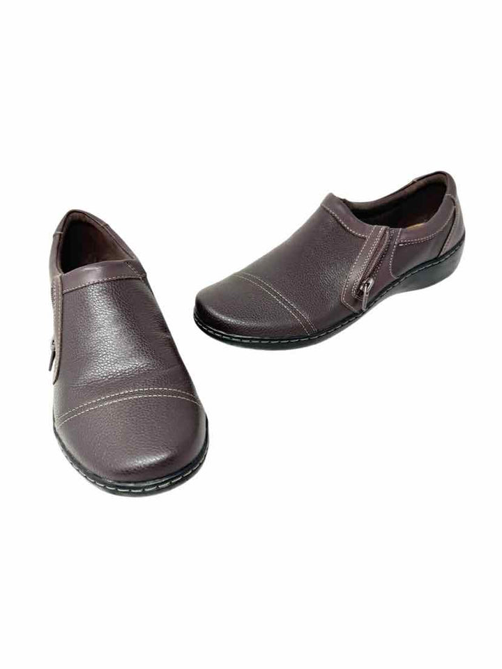 Shoe Size 10 CLARKS Brown Leather Flats