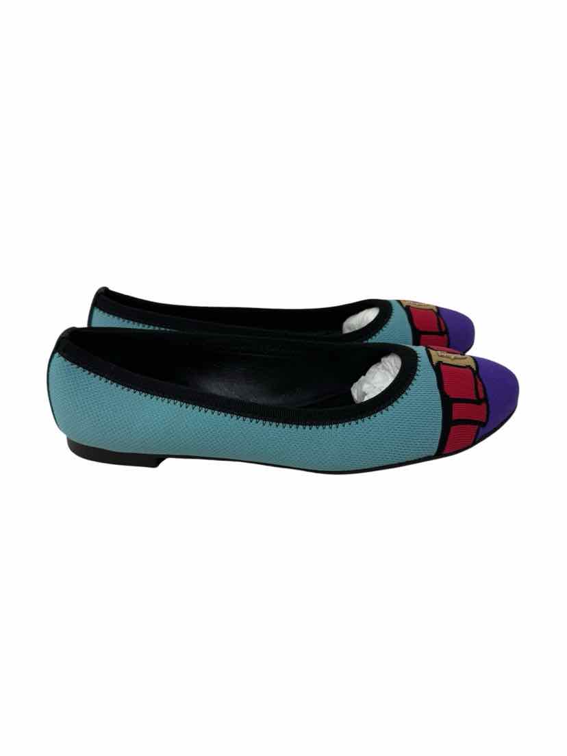 Shoe Size 6 FERRAGAMO Teal Knit Flats