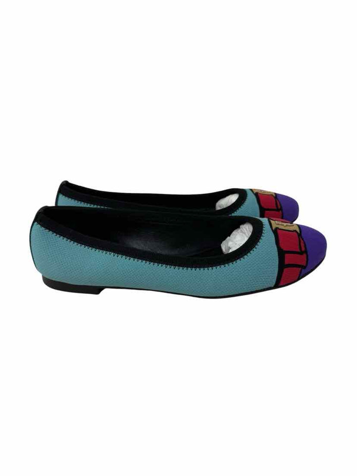 Shoe Size 6 FERRAGAMO Teal Knit Flats