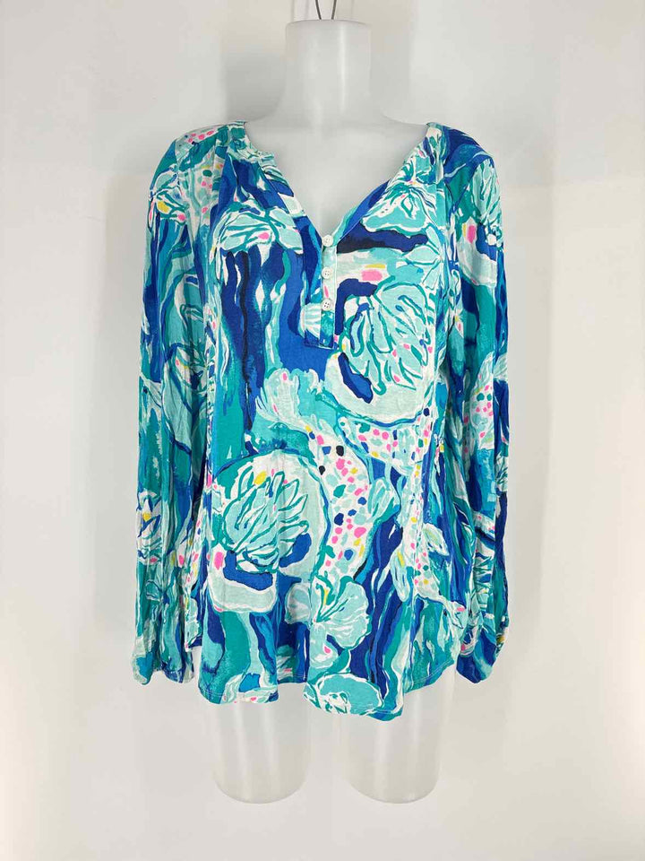 Size L Lilly Pulitzer Blue Print Shirt