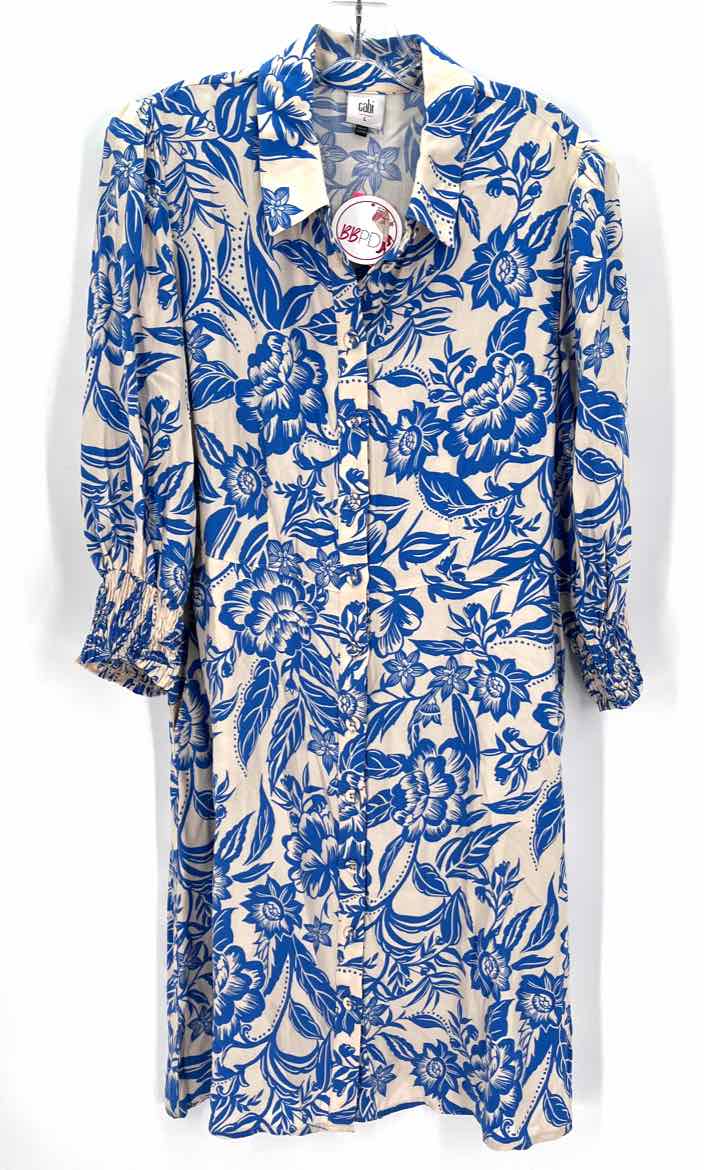 Size L CABI Blue Print Dress