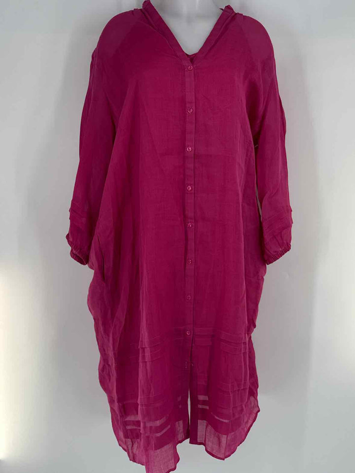 Size 18 MARINA RINALDI Fuschia Linen Dress