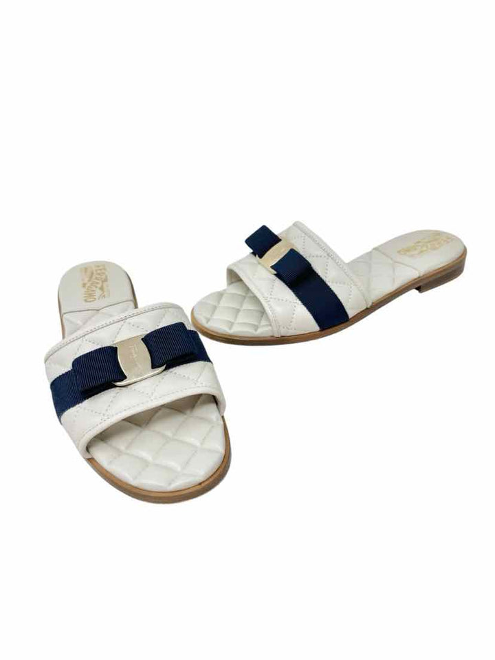 Shoe Size 8 SALVADORE FERRAGAMO Beige Leather Luxury - Sandals