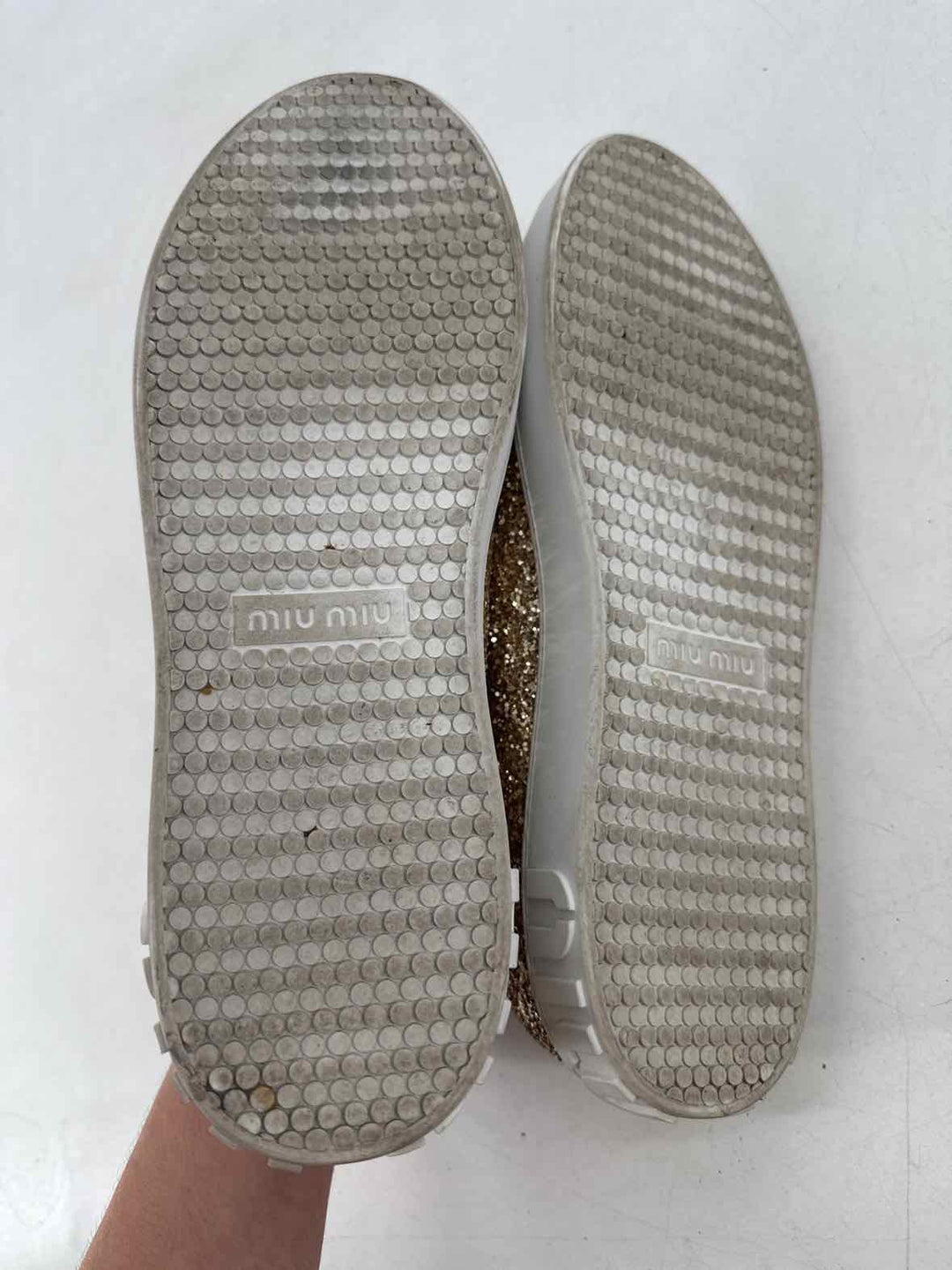 Shoe Size 38 MIU MIU Gold Sneakers
