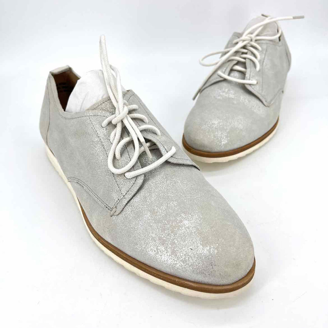 Shoe Size 10 Silver Suede Flats