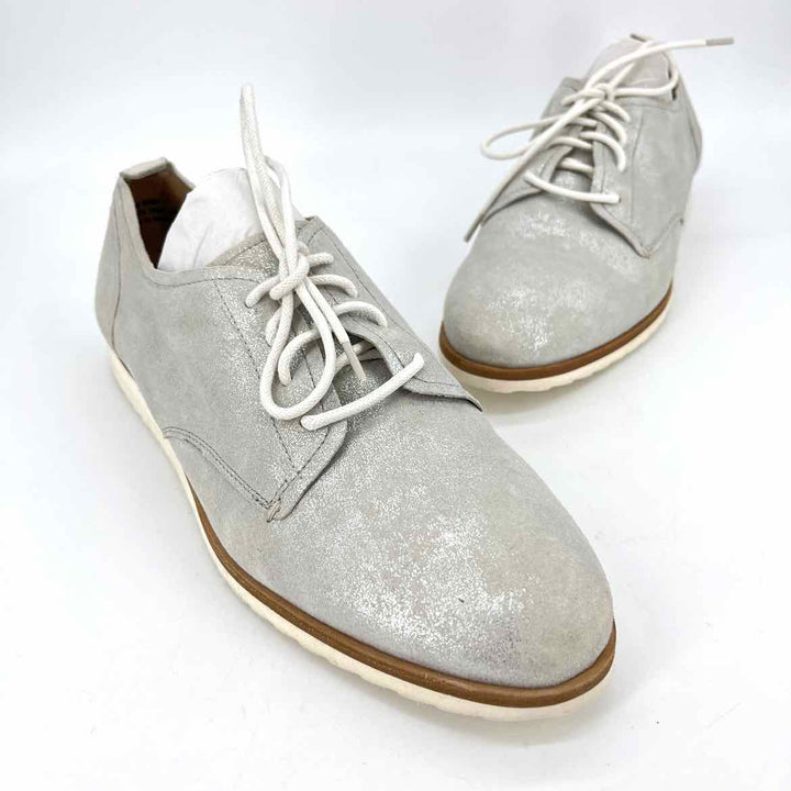 Shoe Size 10 Silver Suede Flats