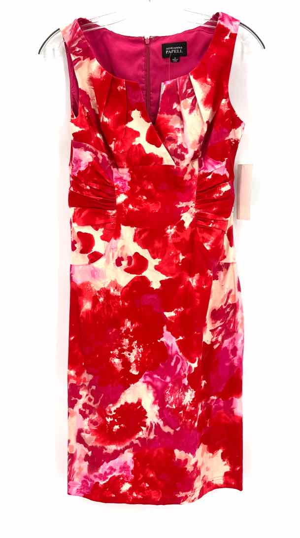 Size 6 Adrianna Papell Red Print Dress