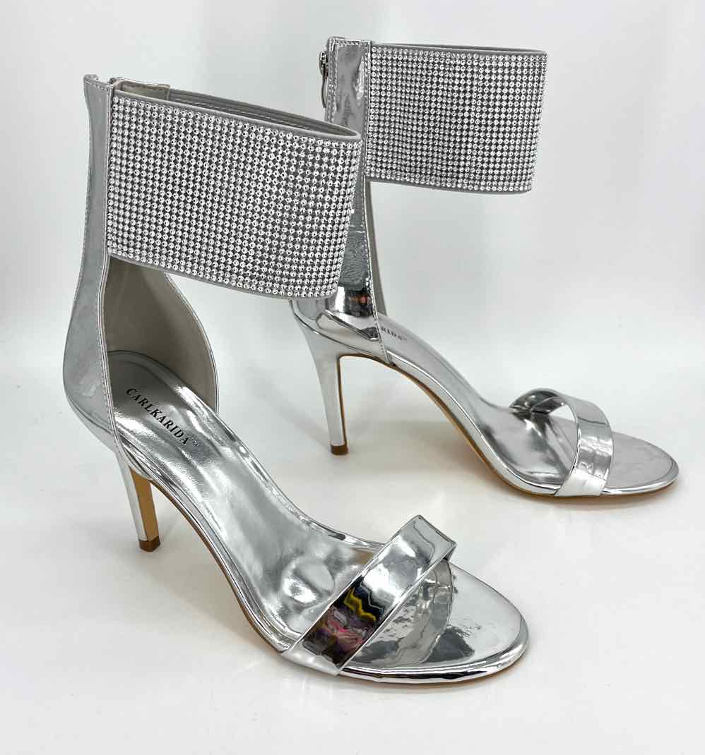 Shoe Size 11 Silver Rhinestone Heels