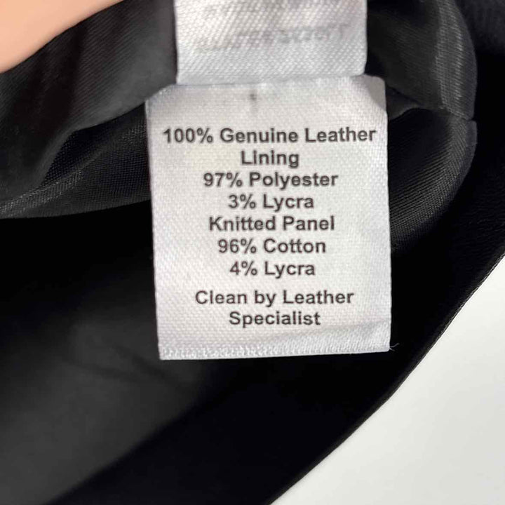Size M ECRU Black Leather Knit Jacket