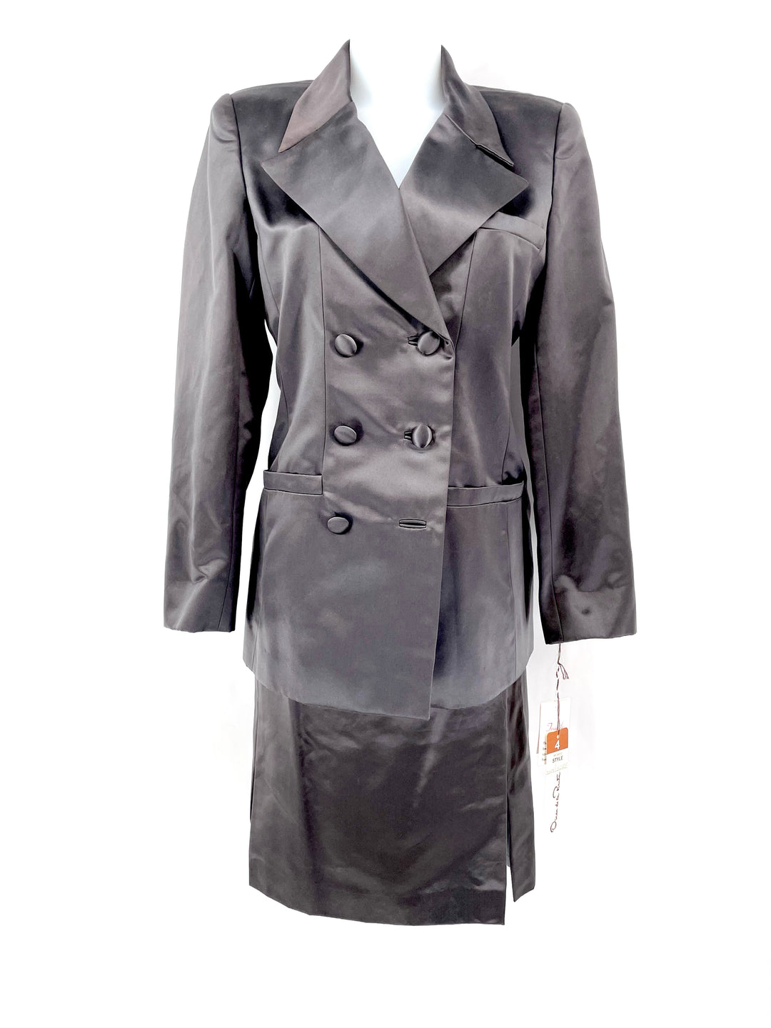 Size 4 OSCAR DE LA RENTE Gray Silk Luxury - Dress