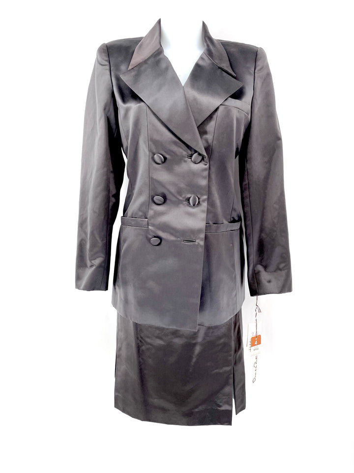 Size 4 OSCAR DE LA RENTE Gray Silk Luxury - Dress