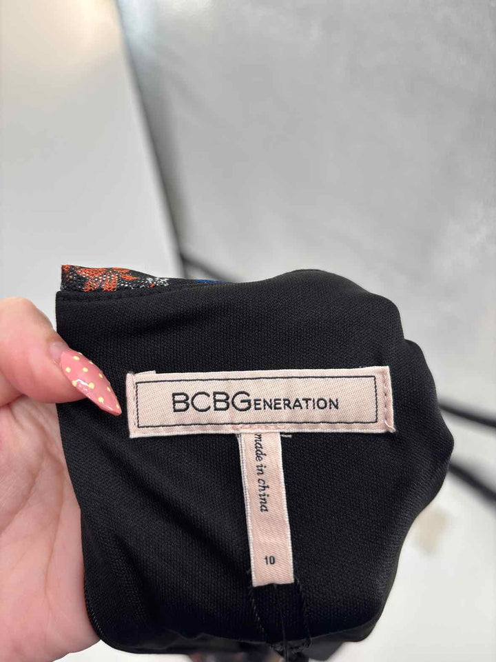 Size 10 BCBG Black Print Dress