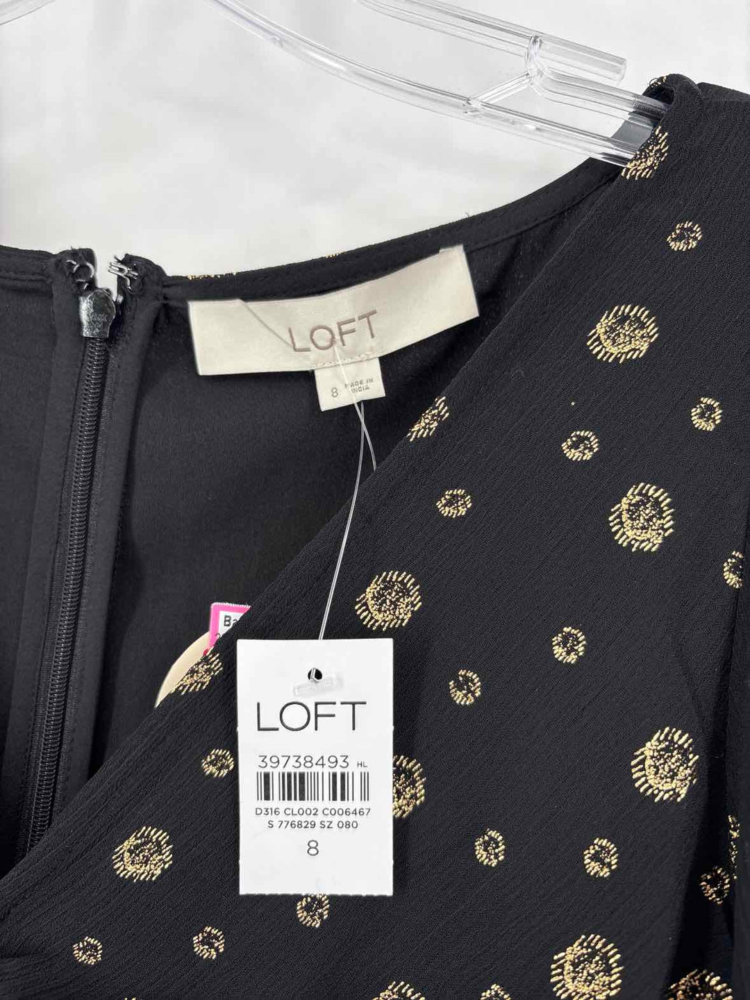 Size 8 LOFT Black Print Dress