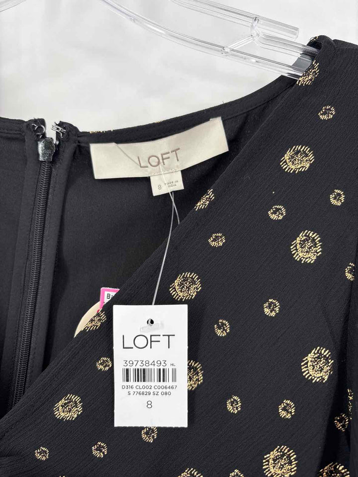 Size 8 LOFT Black Print Dress