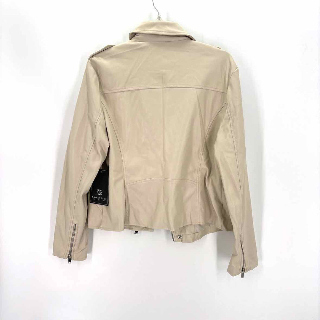 Size XL BAGATELLE Cream Faux Leather Jacket