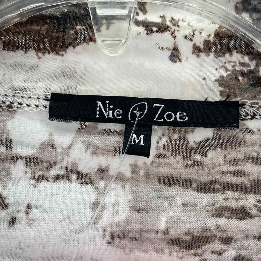 Size M NIC + ZOE Brown Print Shirt
