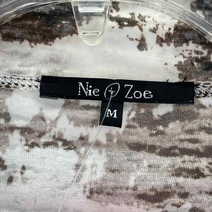 Size M NIC + ZOE Brown Print Shirt