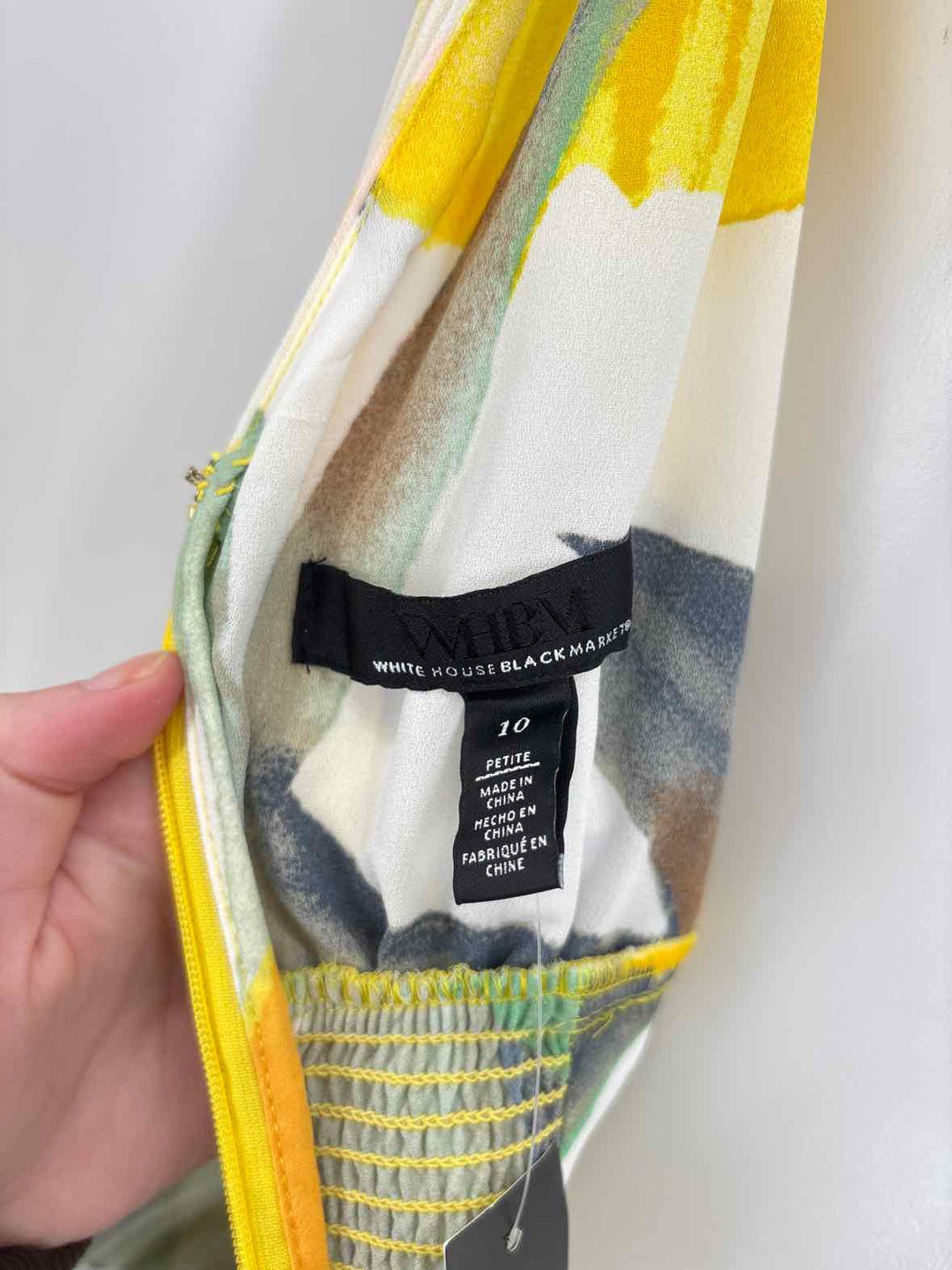Size 10 White House Black Market Yellow Print Dress