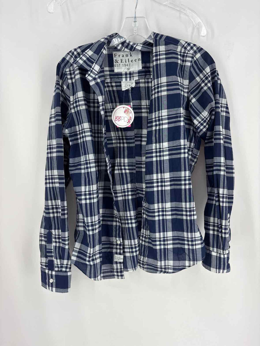 Size M FRANK & EILEEN Navy Print Shirt