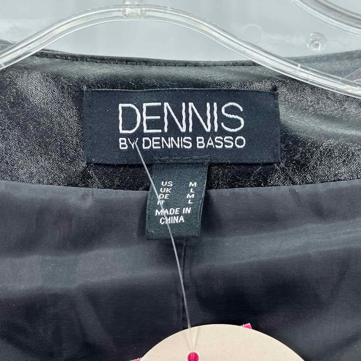 Size M DENNIS BASSO Black Faux Leather Jacket