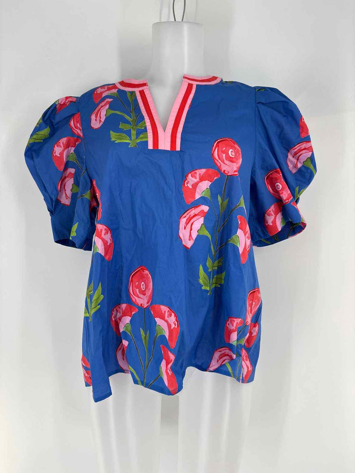 Size L ENTRO Blue Print Shirt