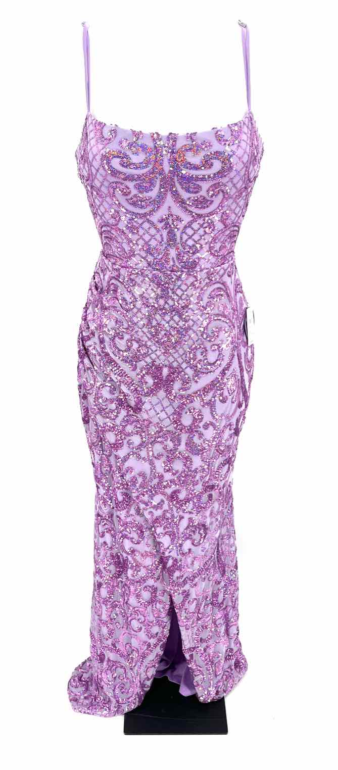 Size L WINDSOR Lavender Mesh Sequined Dress