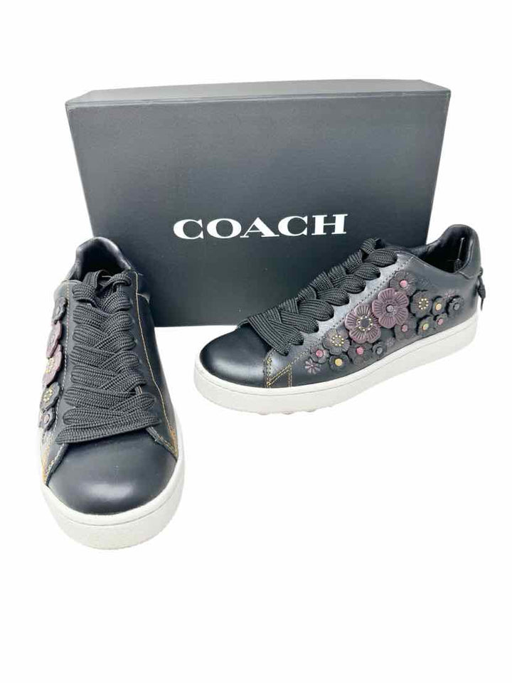 Shoe Size 8 Coach Black Leather Sneakers