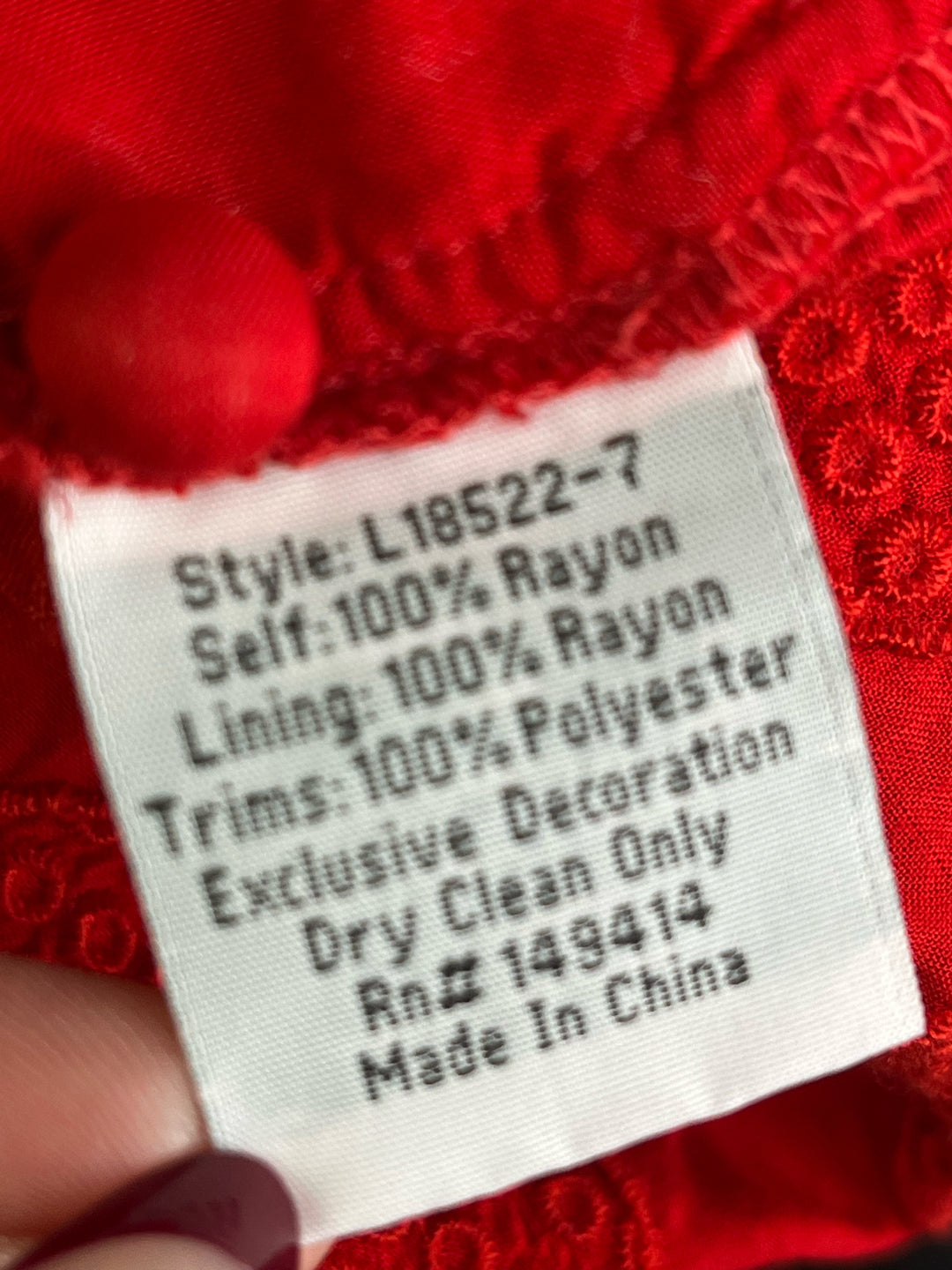 Size S Johnny Was Red Cotton Shirt