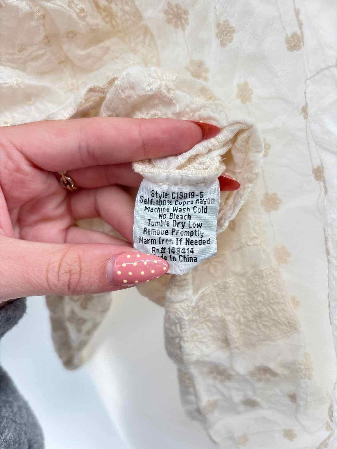 Size L Johnny Was Cream Shirt