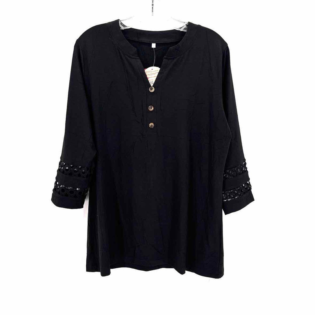 Size L Black Crochet Knit Shirt